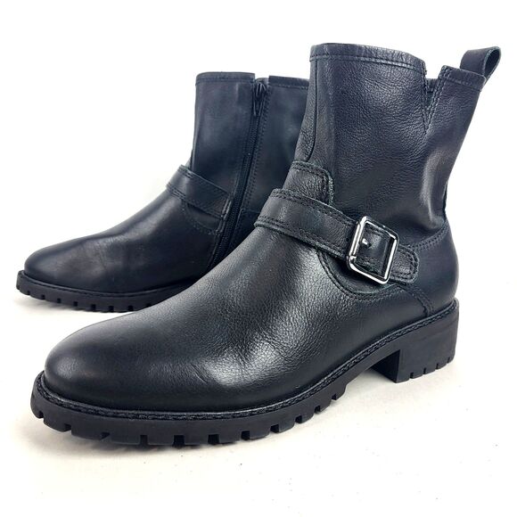 Lucky Brand Kenadie Women's Riding Ankle Boot Black Leather Size 10 M - Picture 1 of 16